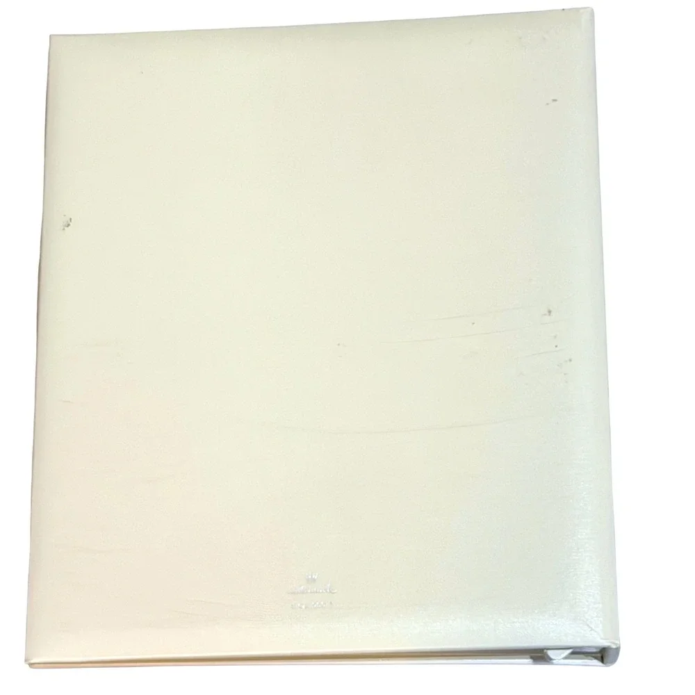 Hallmark Wedding Memory Book Cream Faux Leather Silver Embossed Vintage Unused